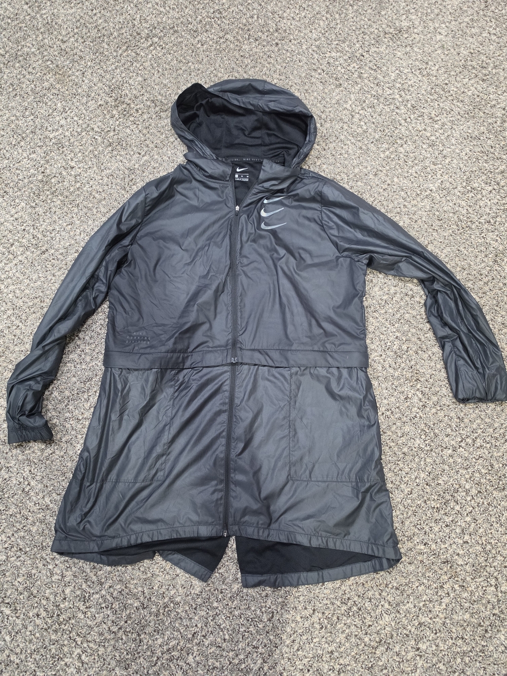 Nike Women Black Hooded Windbreaker Jacket